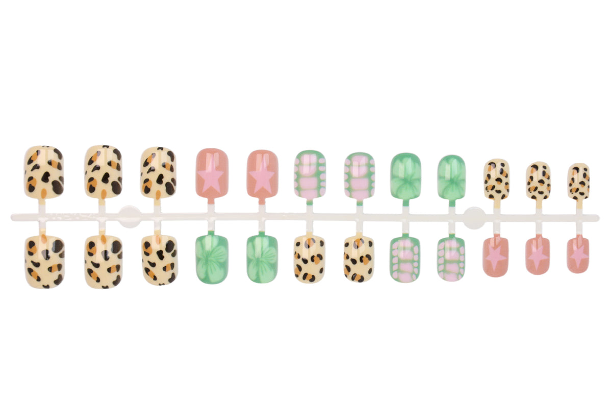 Kunstnagelset mit modernen Tier- und Blumendesigns Brehn