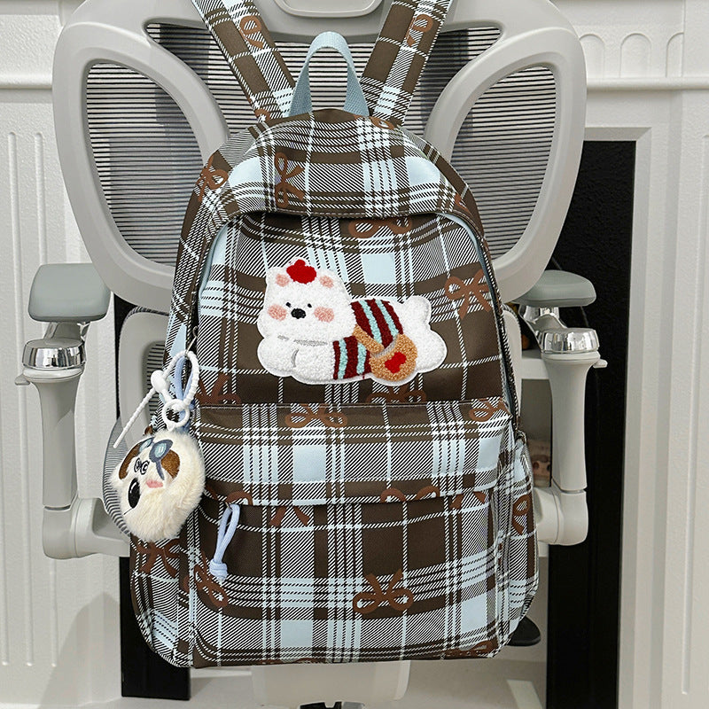 Niedlicher Cartoon-Themen Karierte Rucksack