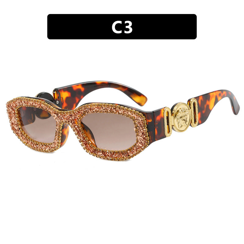 Damen extravagant gestaltete Sonnenbrille mit strassbesetztem Rahmen Brehn