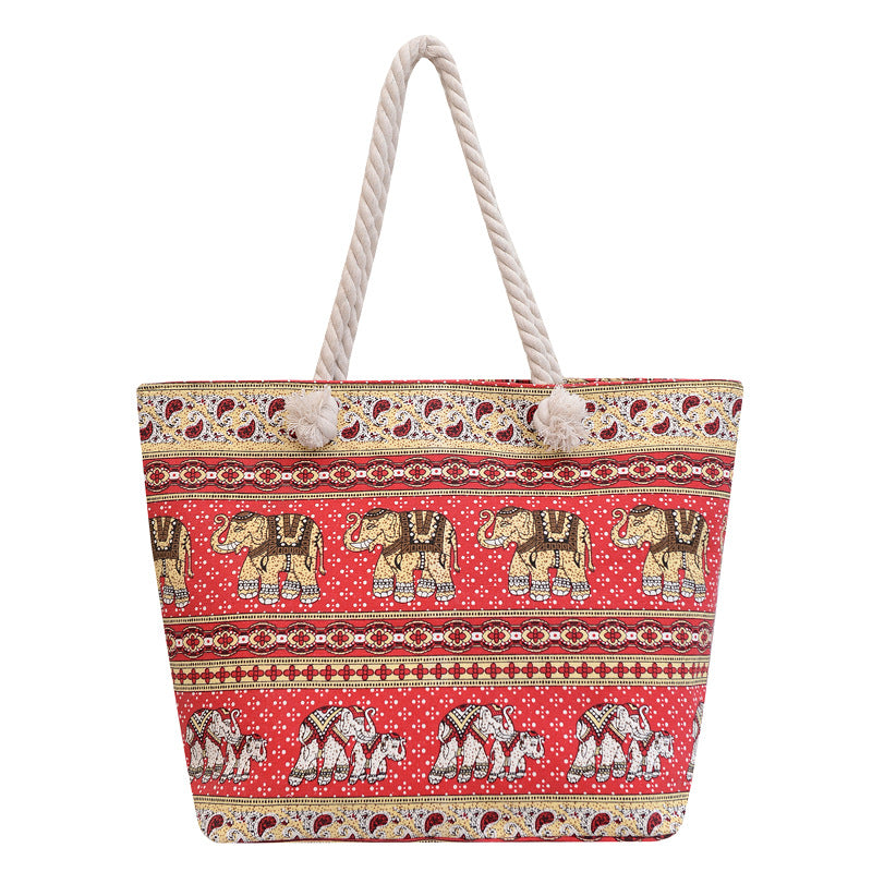 Gestreifter Canvas Strandtasche