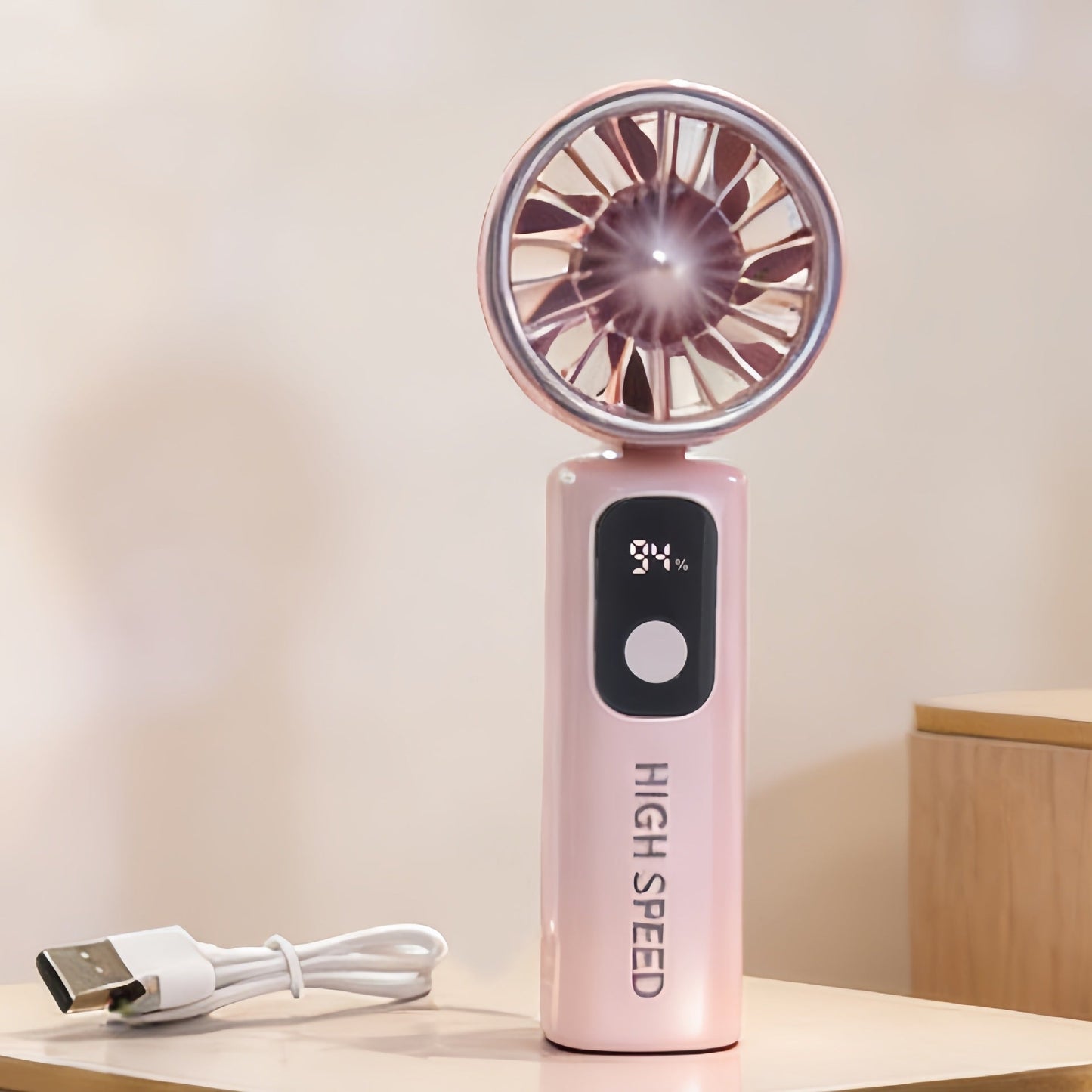 Damen tragbarer Mini-Ventilator mit digitaler Temperaturanzeige Brehn