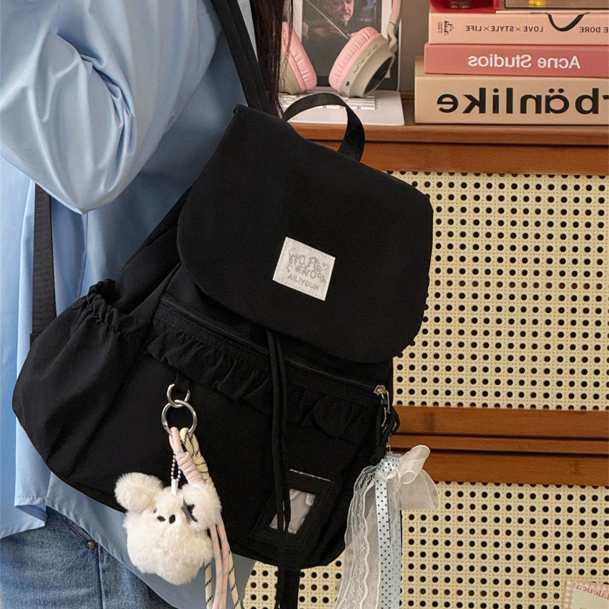 Stylischer Rüschendesign Schulrucksack Brehn