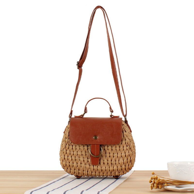 Handtasche mit Elegantem Lederdeckel und Geflochtenem Design Brehn