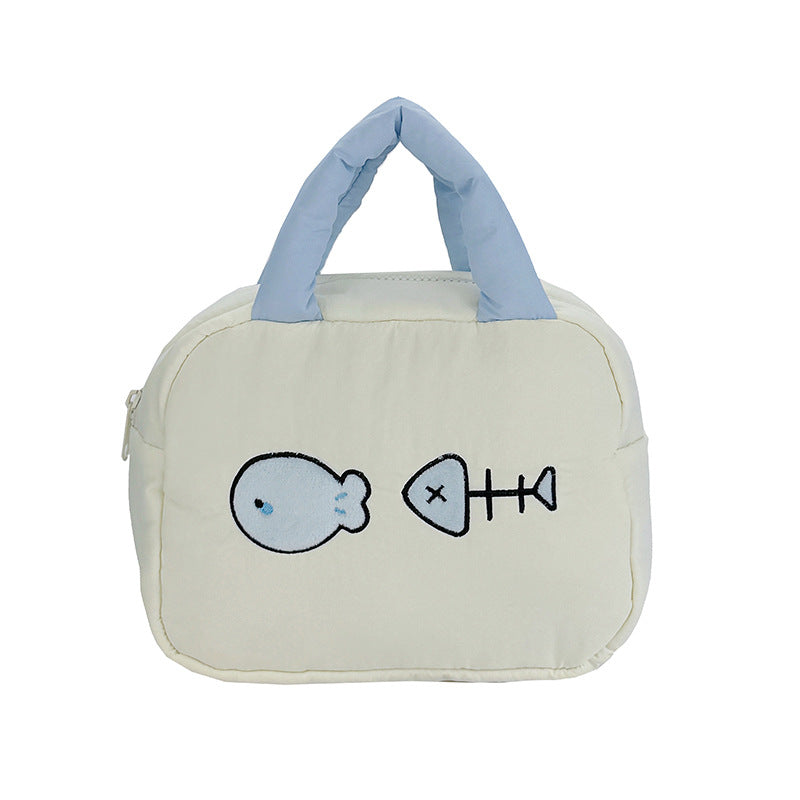Süße gestickte fischthemen Lunch Tasche Brehn