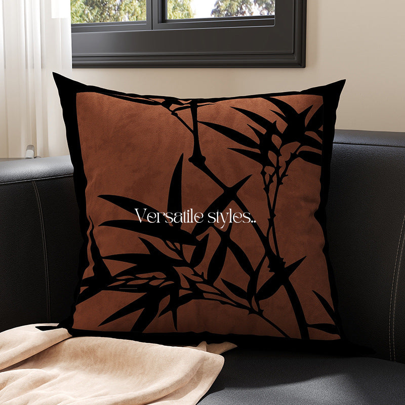 Decorative Square Throw Pillow Cover with Flying Swallow Silhouette Suede-Feel Linen-Blend