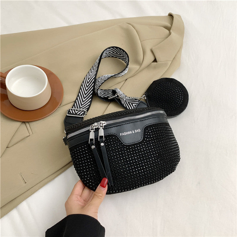 Stylische mit Strass verzierte Mini-Crossbody-Tasche Brehn