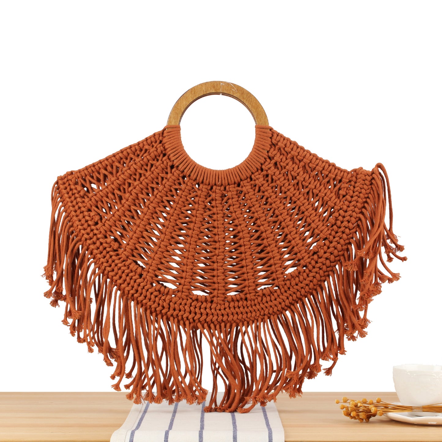 Handtasche mit Fransigem Makramee-Design Brehn