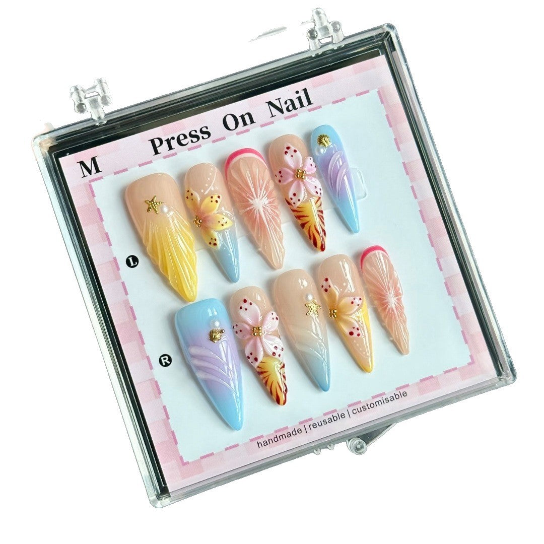 Künstlerisches Floral Press-On Nagelset 1791772905