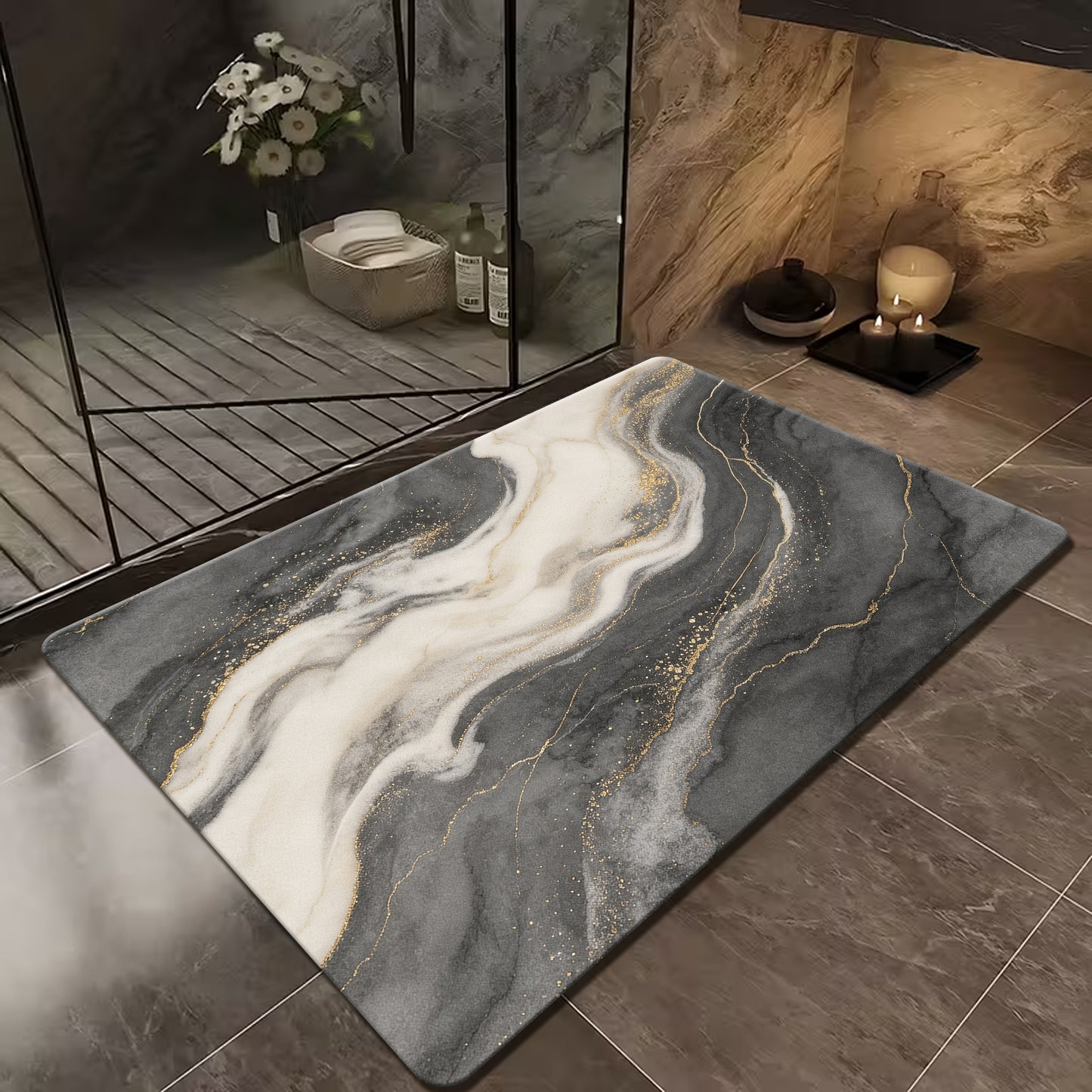Luxuriöse Marmor Design Badmatte