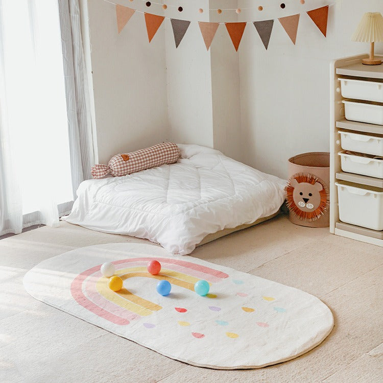 Kinderspielteppich im Regenbogen-Thema
