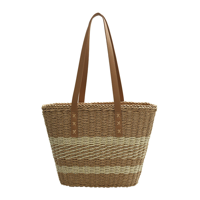 Handtasche Aus Geflochtenem Naturmaterial mit Lederakzenten Brehn