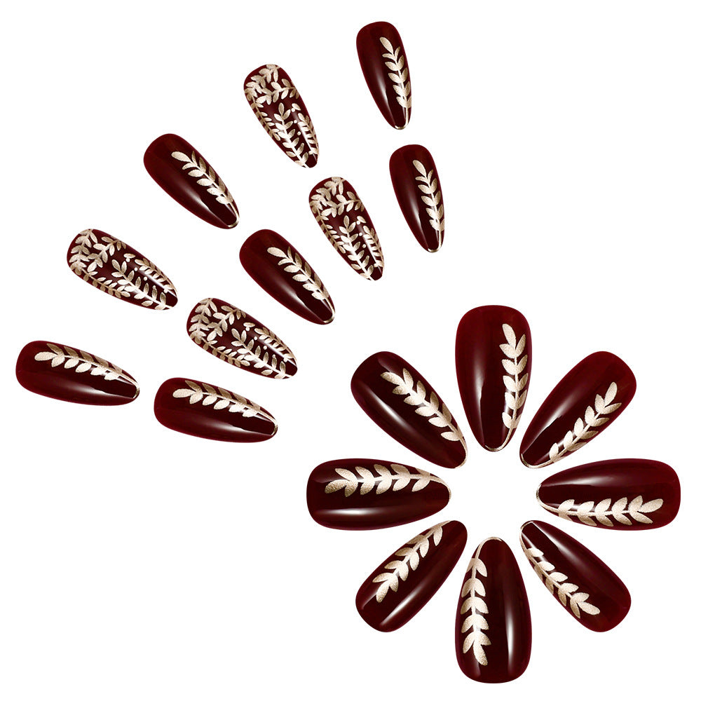 Elegante Botanische Press-On Nagelkunst Brehn