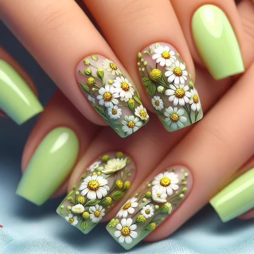 Kunstnagelset mit floralen 3D-Applikationen Brehn