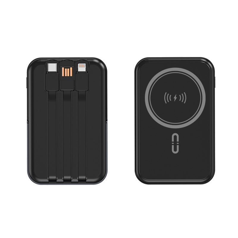 Powerbank mit Integrierten Ladekabeln und Kabelloser Ladefunktion Brehn