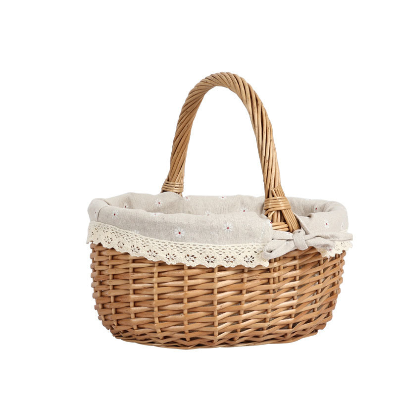 Damen Picknickkorb mit romantischem Karomuster und herausnehmbarem Futter Brehn