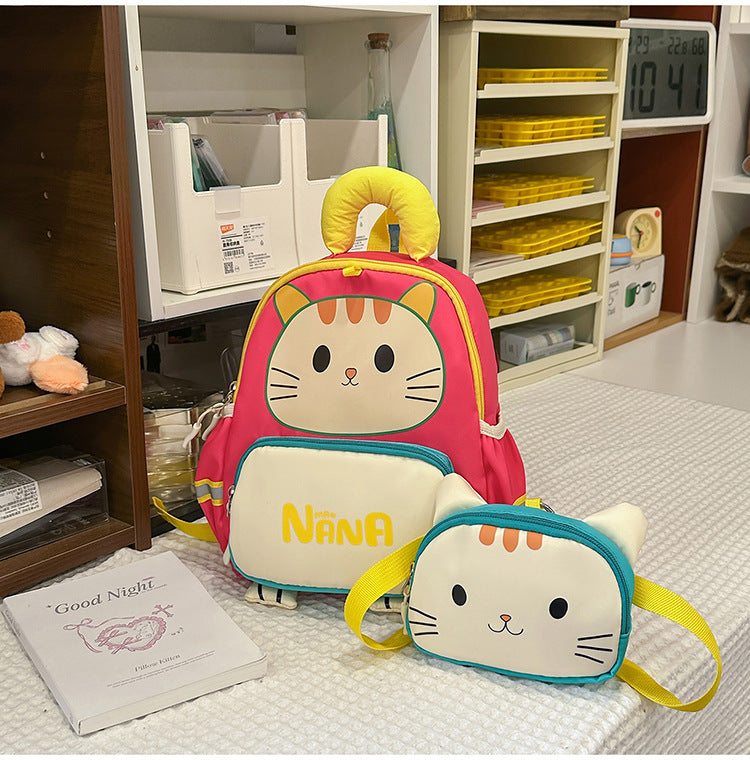 Niedliches Katzen-Thema Schulrucksack-Set