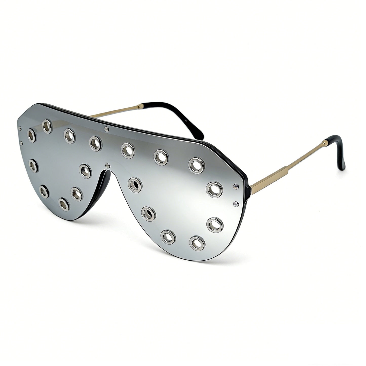 Damen Statement-Sonnenbrille im futuristischen Design mit dekorativen Elementen Brehn