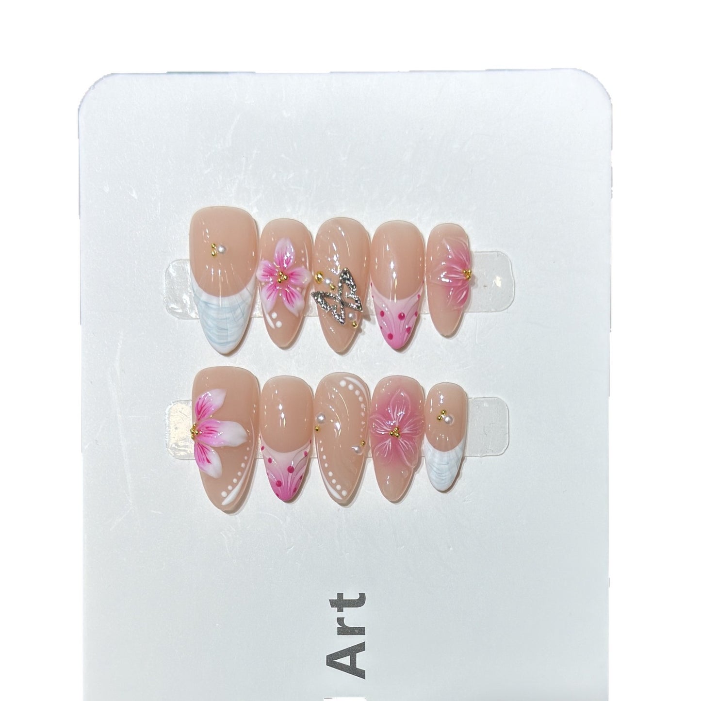 Florales Akzent Press-On Nagelkunst Set Brehn