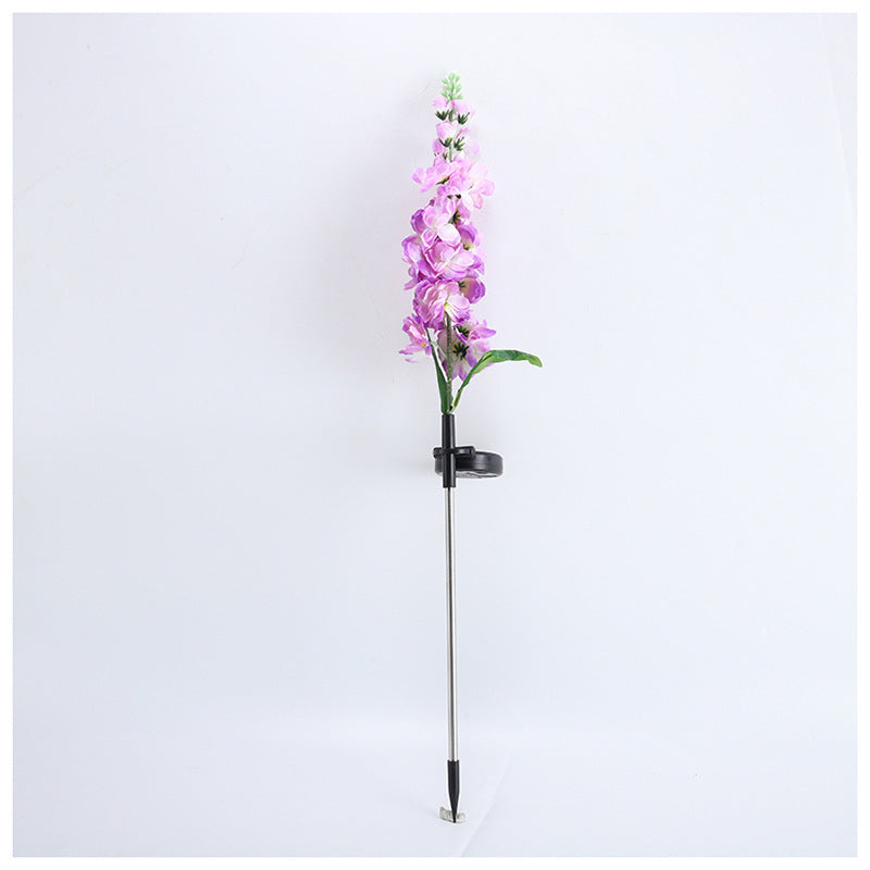Großer künstlicher Delphinium-Blumenstecker mit verstellbarem Metall-Erdbodenstift und abnehmbarer Klemme Brehn
