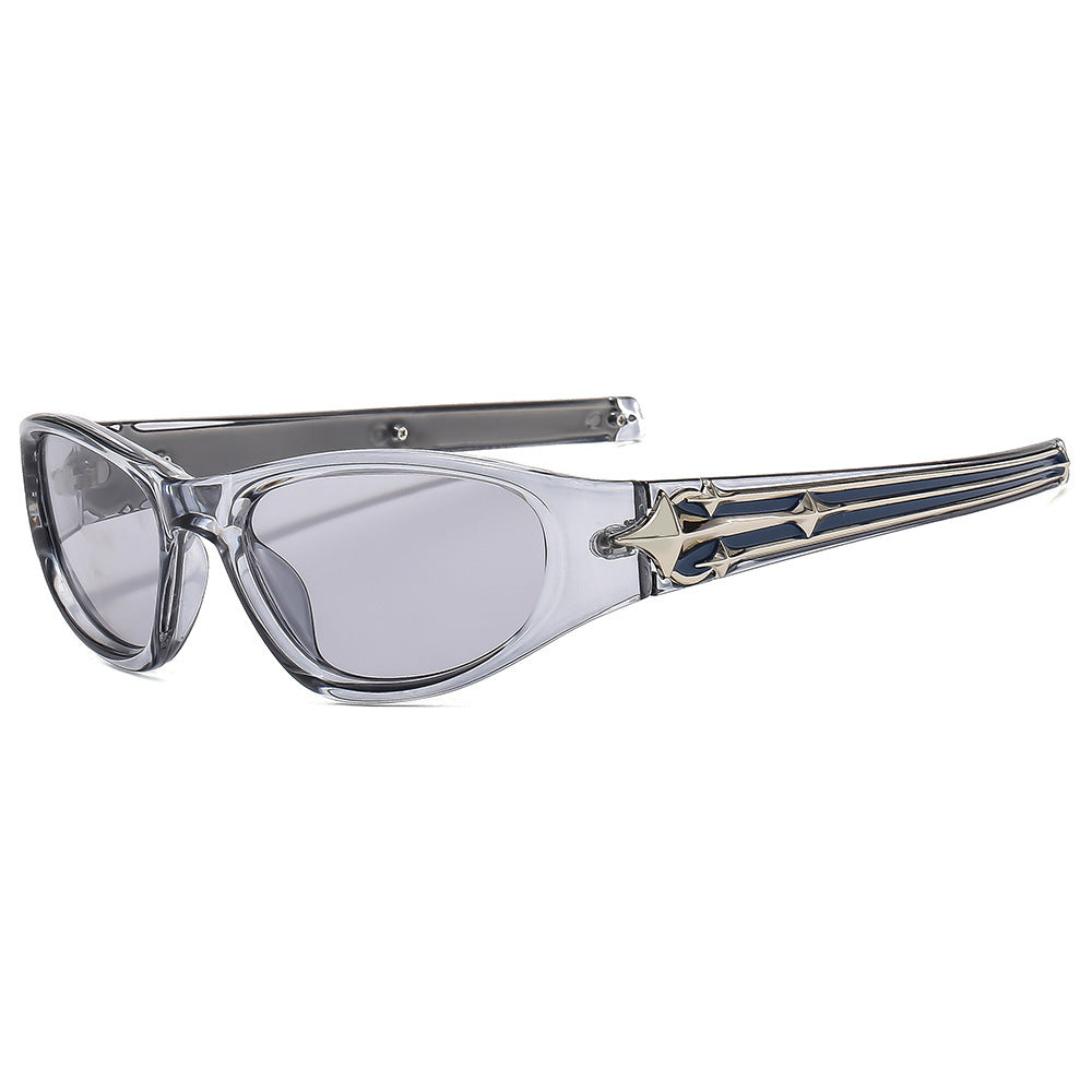 Modebewusste Shield-Sonnenbrille mit dekorativem Rahmendesign Brehn