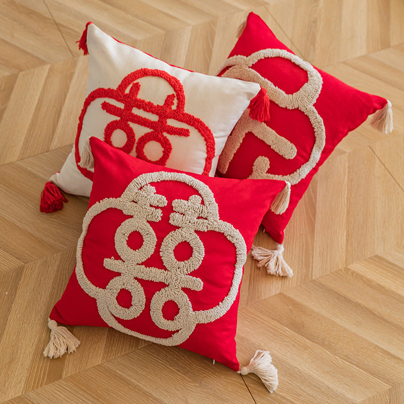 Gestopfter Loop-Monogram-Fransen-Eck-Dekokissen