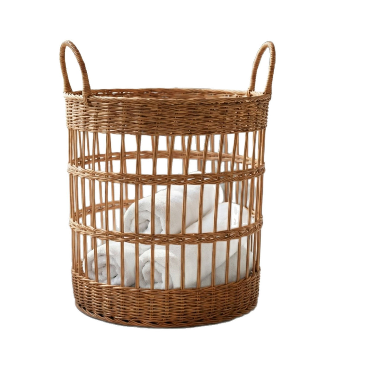 Handgefertigter Wäschekorb aus natürlichem Rattan Brehn