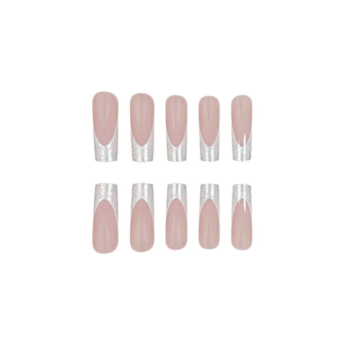 Stylische Glitzernde French Tip Acryl Nägel Brehn