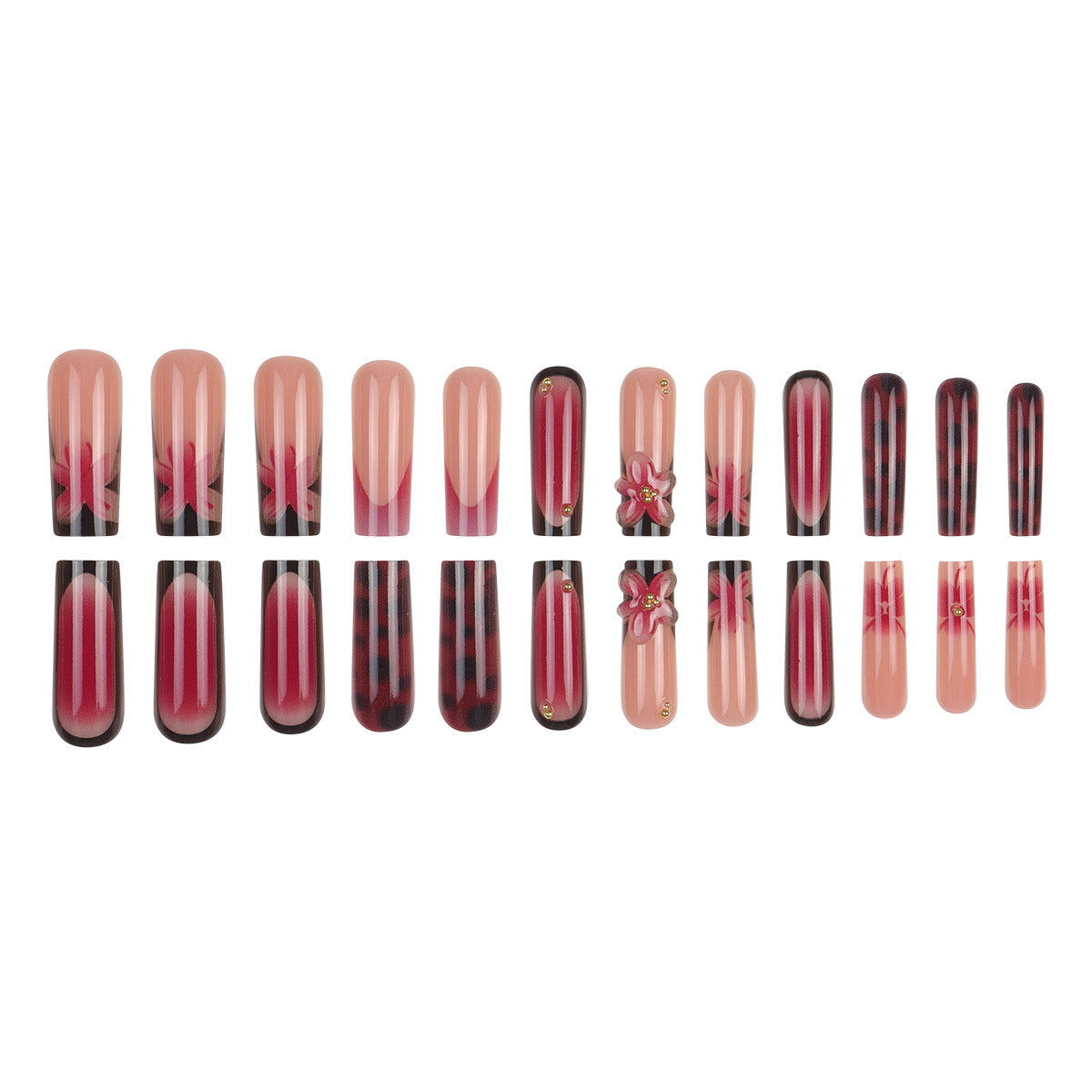 Blumeninspiriertes elegantes Press-On-Nagelset Brehn
