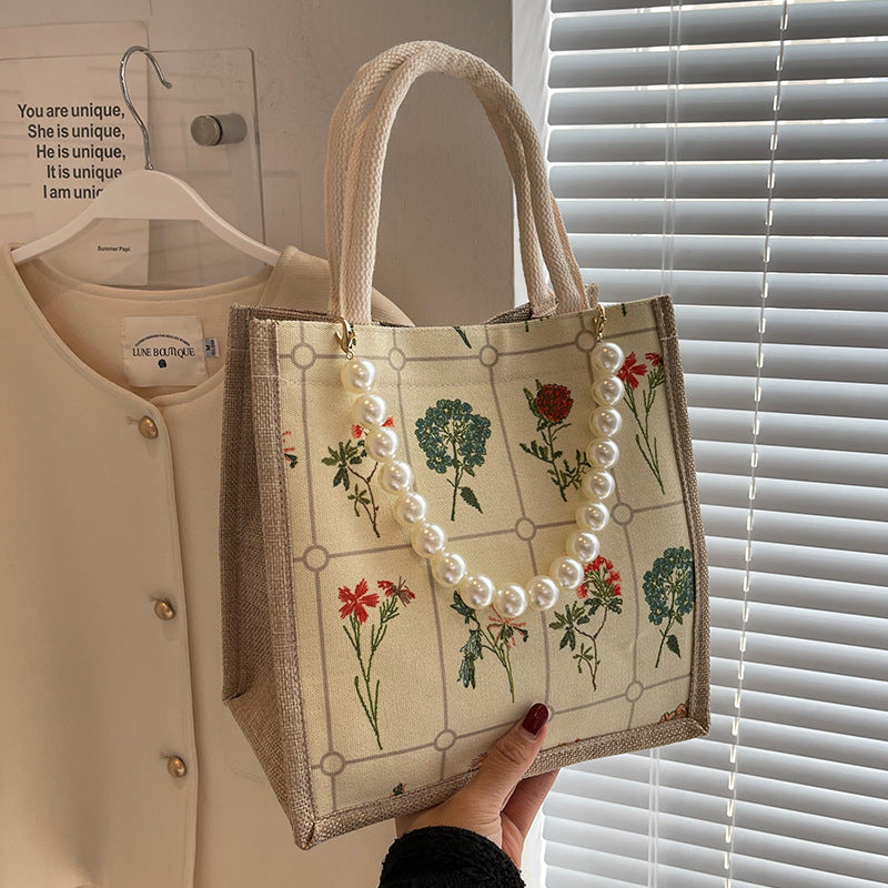 Bestickte Blumendruck-Tasche