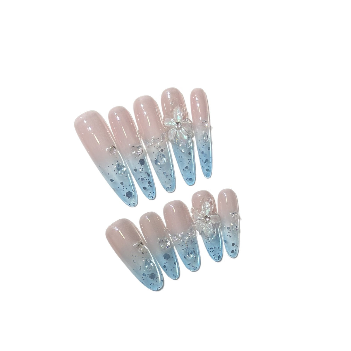 Ombre Floral Press-On Nail Art Set Brehn