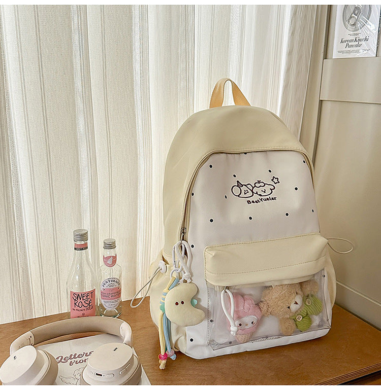 Niedlicher transparenter Paneelschulrucksack