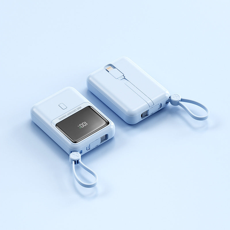 Kompakte Powerbank mit Integriertem Ladekabel und Digitaler Anzeige Brehn