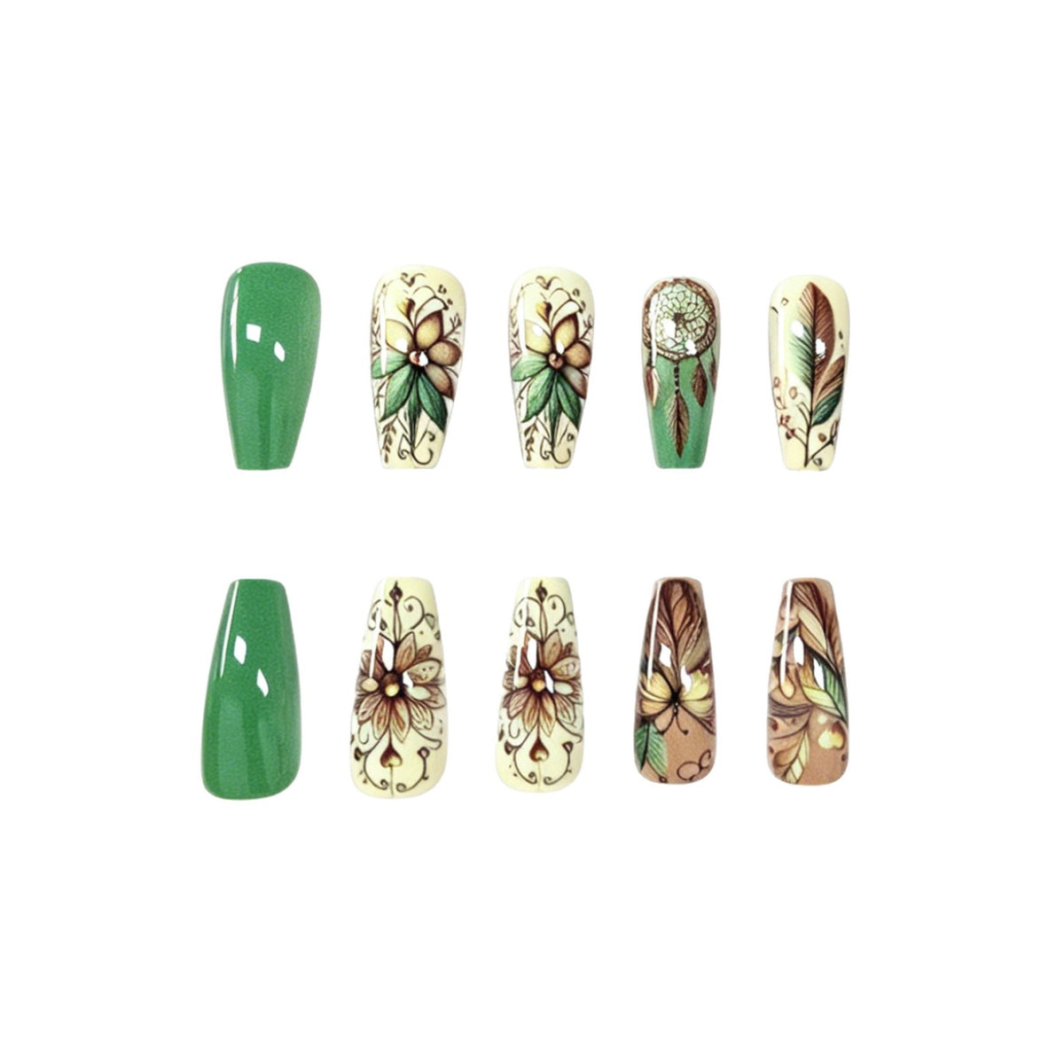 Florale inspirierte artikulierte Nagelverzierungen Brehn