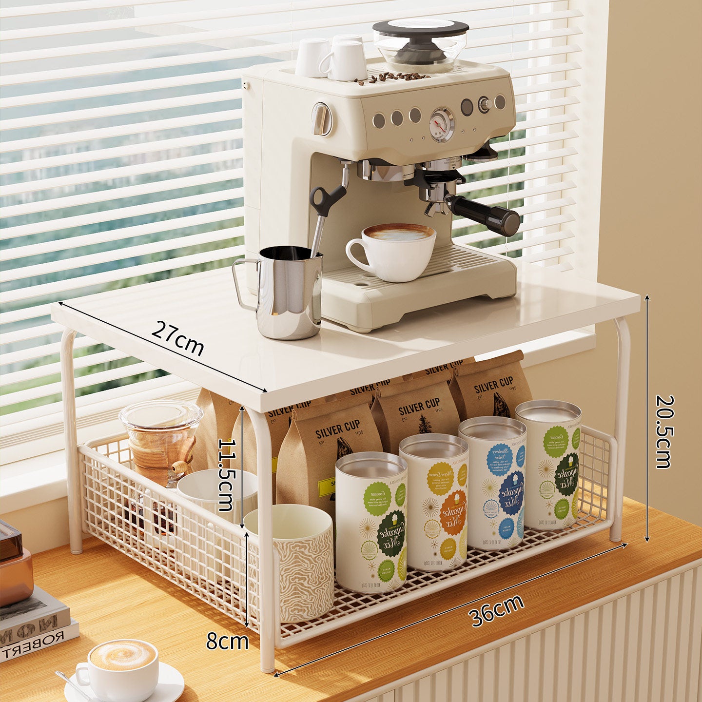Zwei-stufiges Kaffeemaschinen-Displayregal Brehn