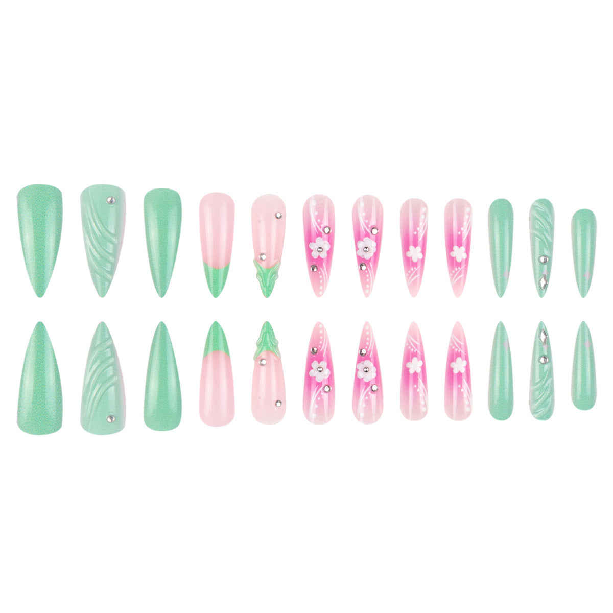 Blumenverzierte Stiletto-Nägel Brehn