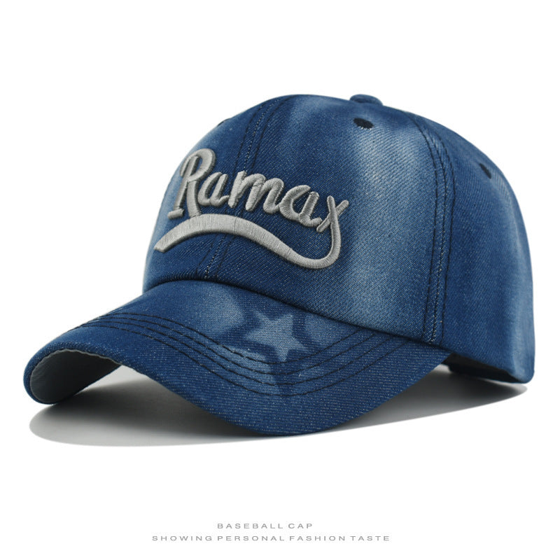 Herren verwaschene Denim bestickte Baseballmütze Brehn