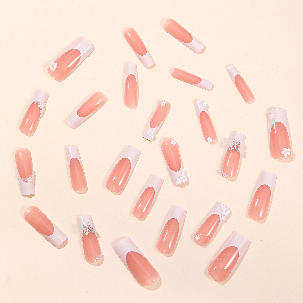 Elegante florale Akzent Acryl Nagelkunstverlängerungen Brehn