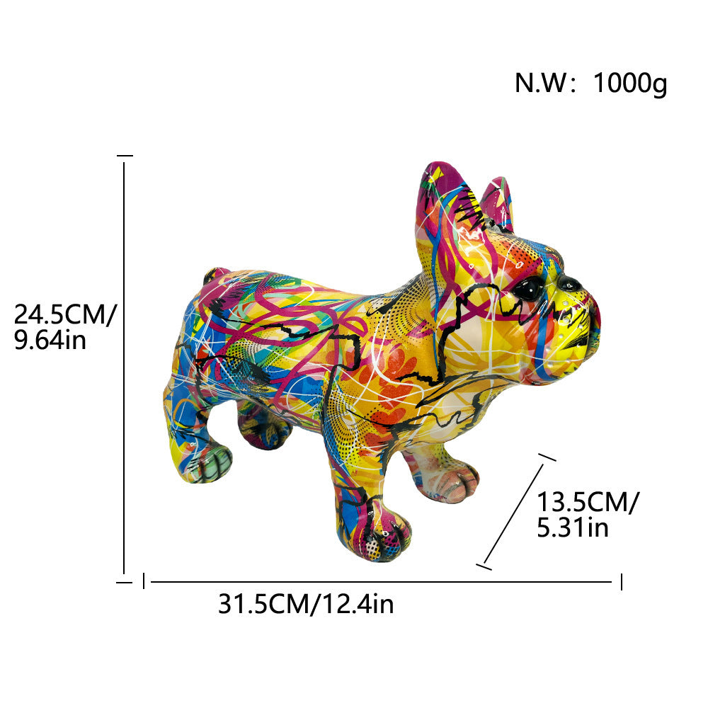 Kreative Bulldoggen Skulptur mit Kopfhörern Brehn