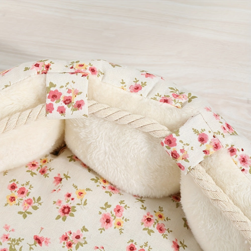 Florales Print-Plüsch-Hundebett