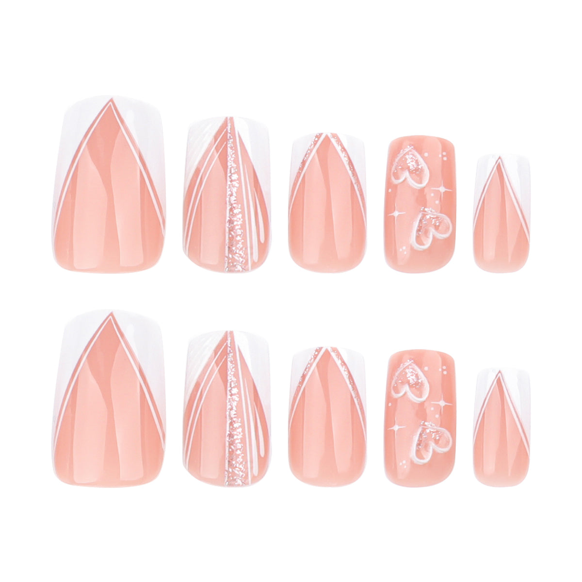 Kunstvolle Nagelkunst mit Herz-Design und Glitzereffekten Brehn