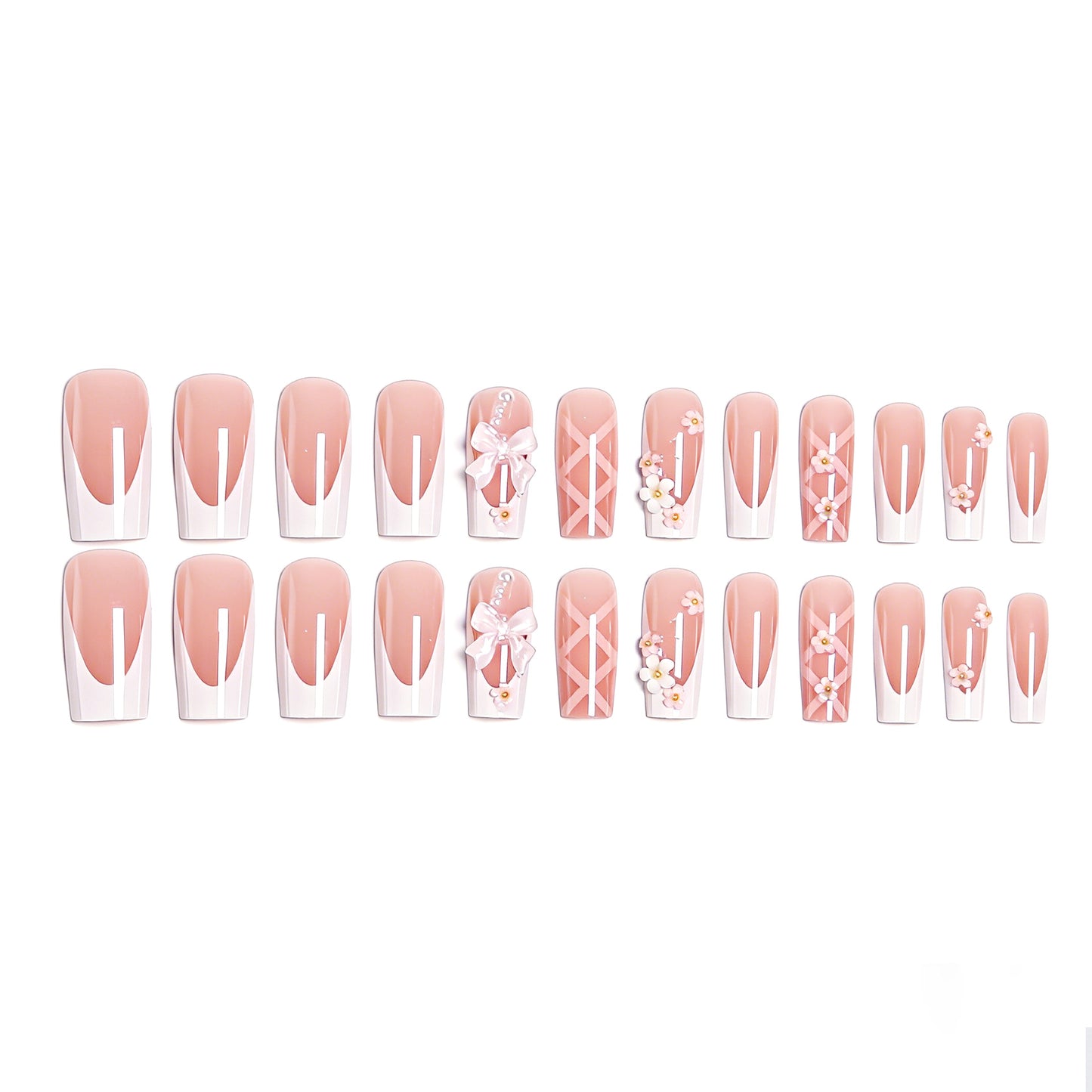 Kunstvolle 3D Nagelspitzen mit Schleifenmotiven Brehn
