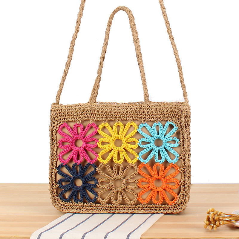 Stilsichere Tragetasche mit Handgehäkeltem Blumendesign Brehn
