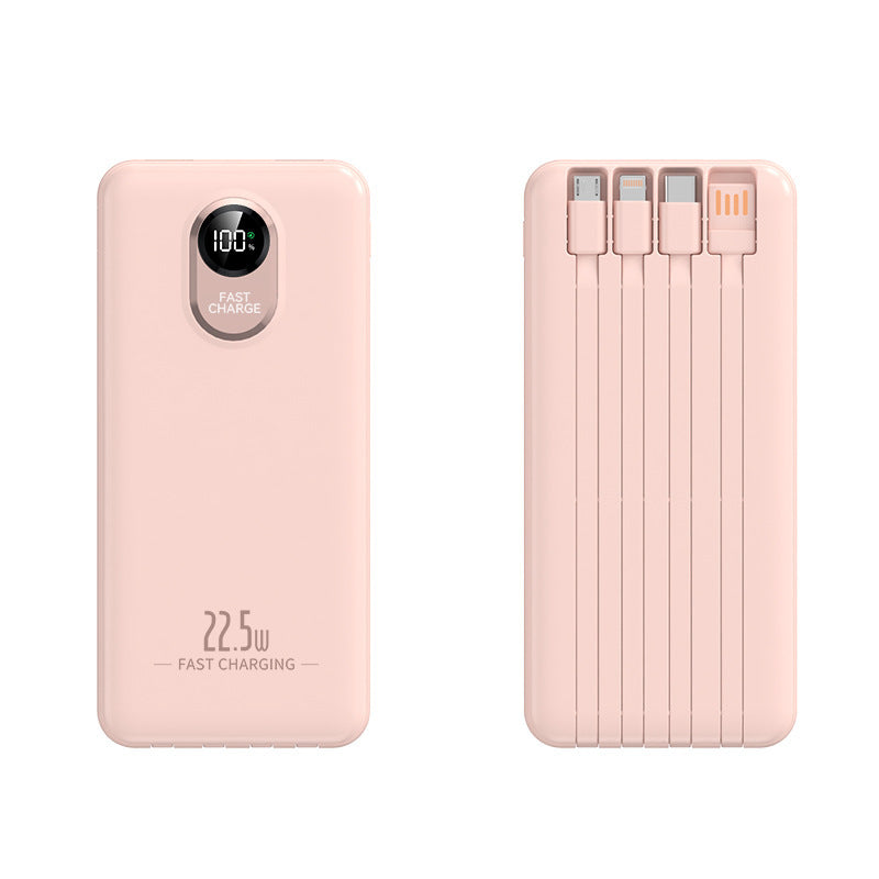 Tragbare Powerbank mit 22,5 W Schnellladefunktion und integrierten Kabeln Brehn