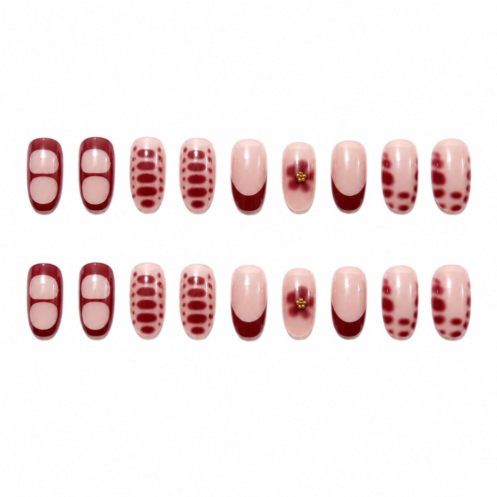 Künstlerisches Press-On Nagelset mit Blumenmustern Brehn