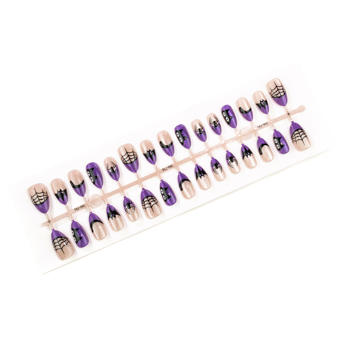 Halloween-Themen Press-On Nagelkunst Set mit Spinnen- und Netzmuster