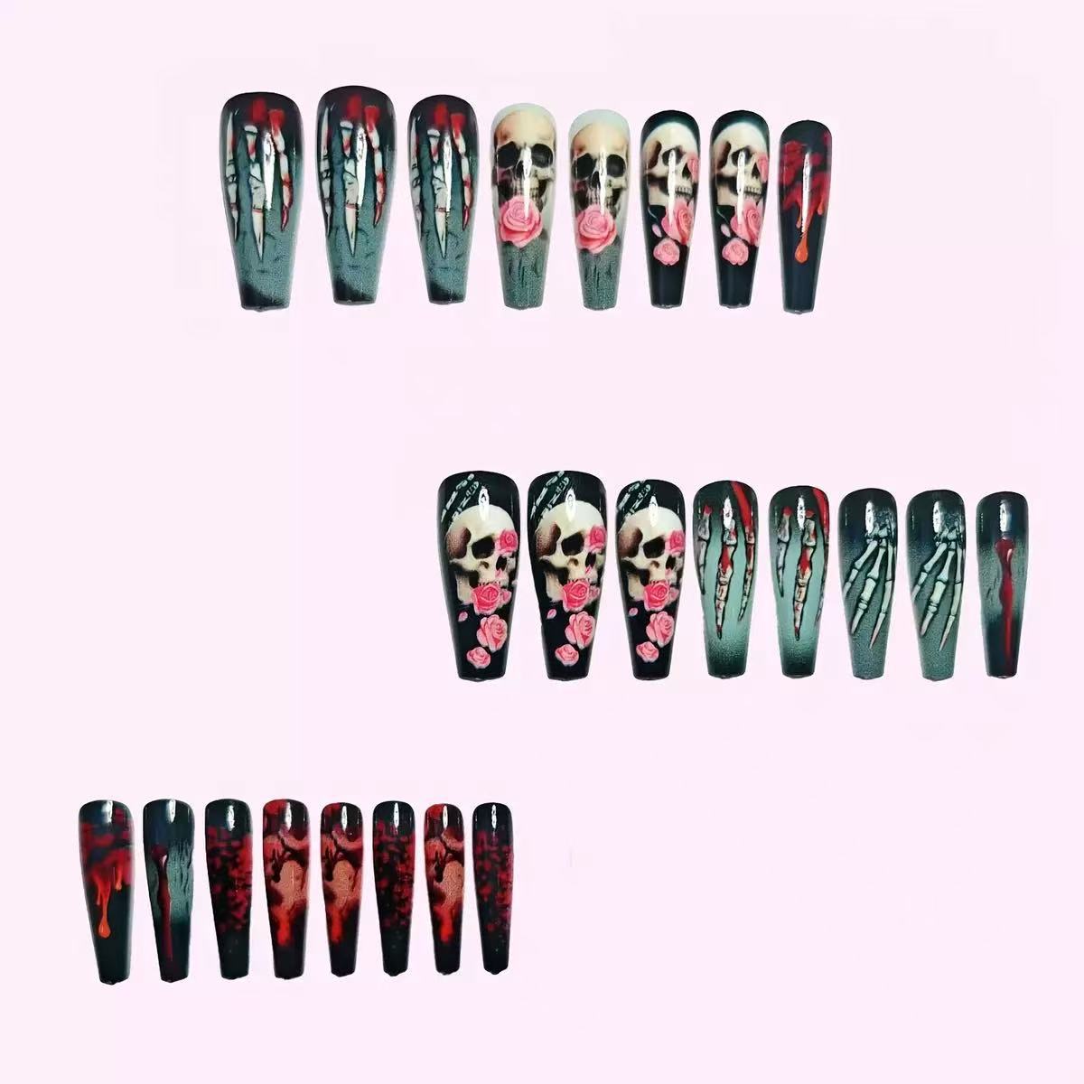 Kunstnagelset mit gruseligen Halloween-Motiven Brehn
