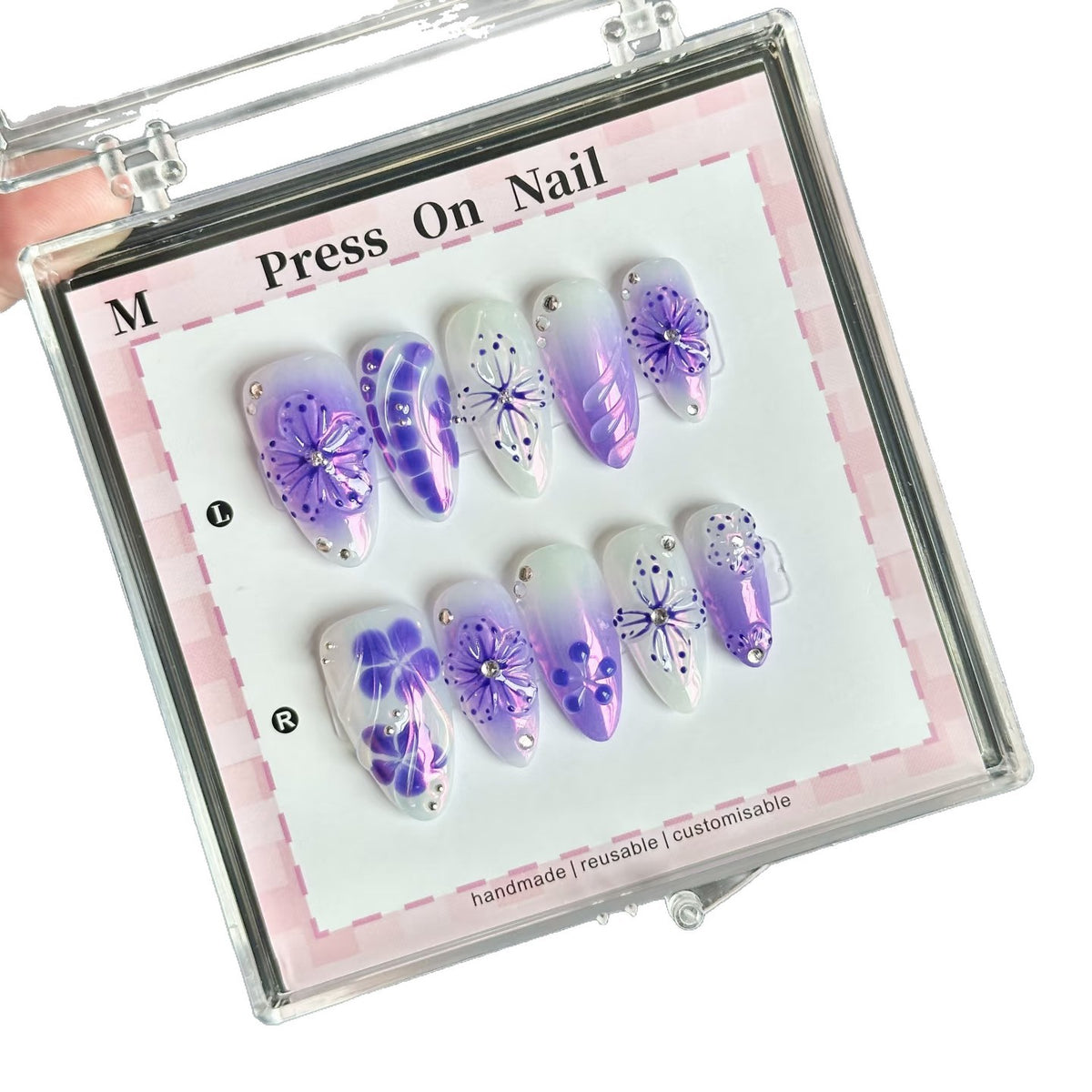 Künstlerisches Floral Press-On Nagelset 1791773187