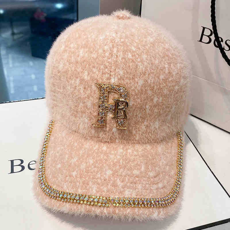 Damen Luxuriöse Fleece Verziertes Baseball Cap Brehn