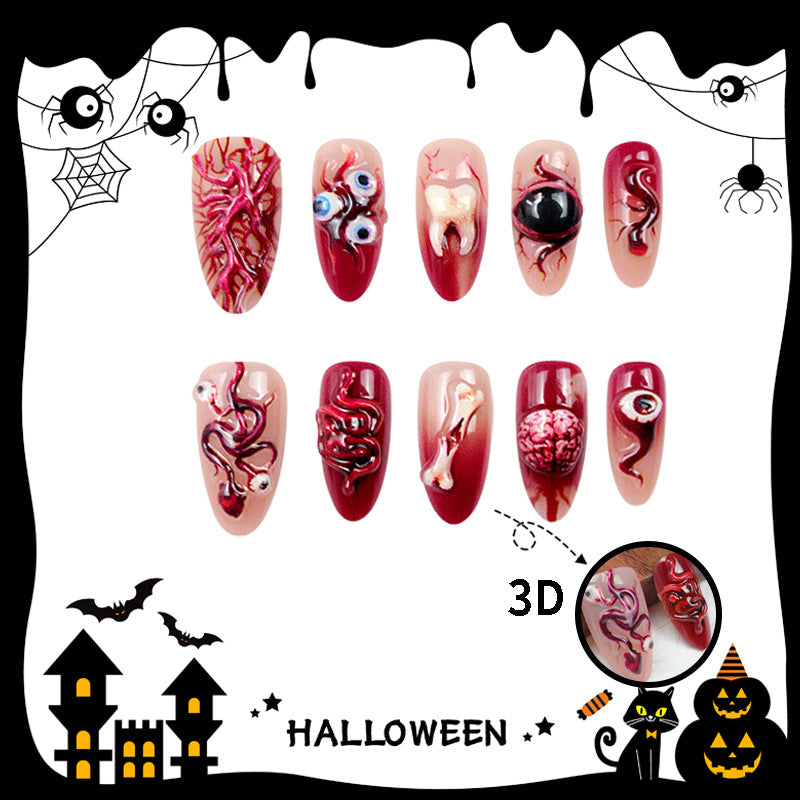 Kunstnagelset mit kreativen Halloween-Motiven Brehn