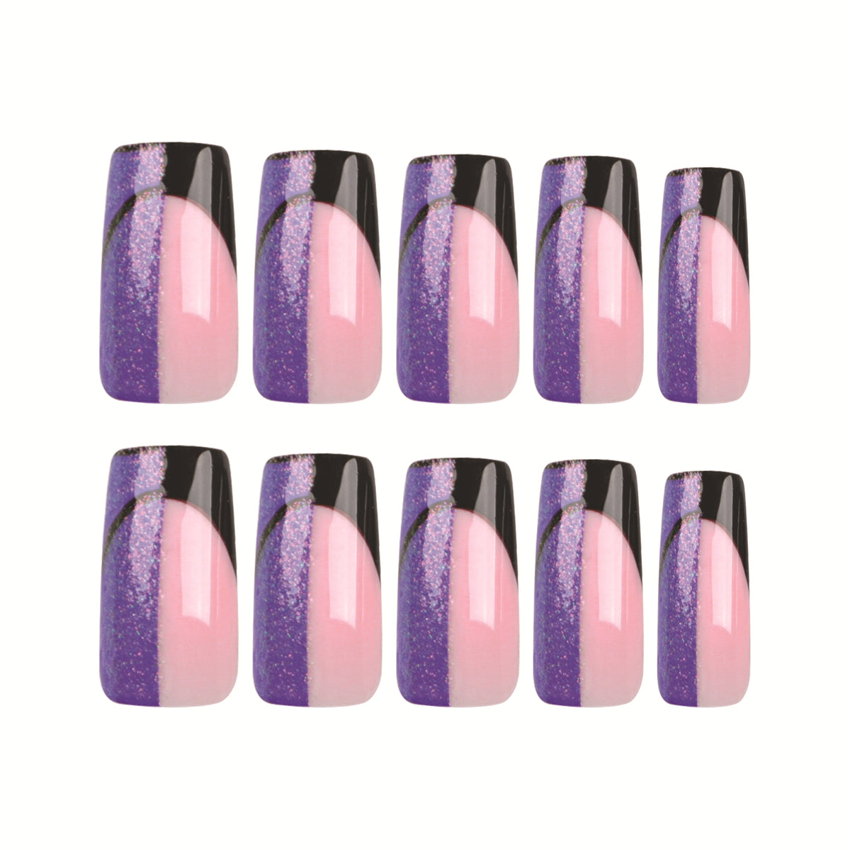 Kunstvolle Nagelverlängerungen mit glamourösem Farbverlauf und Glitzerdetails Brehn